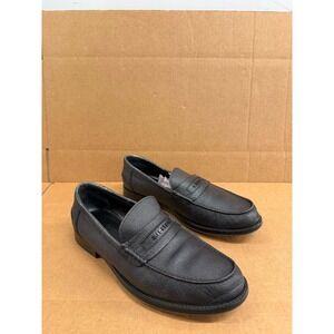 A.Testoni Saffiano Leather Slip On Italian Penny Loafers Black Mens Size 10